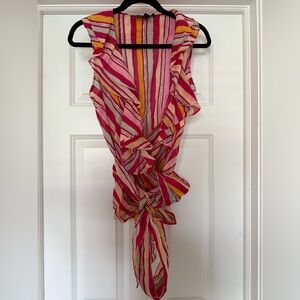Ralph Lauren Pink Striped Wrap Tank Top